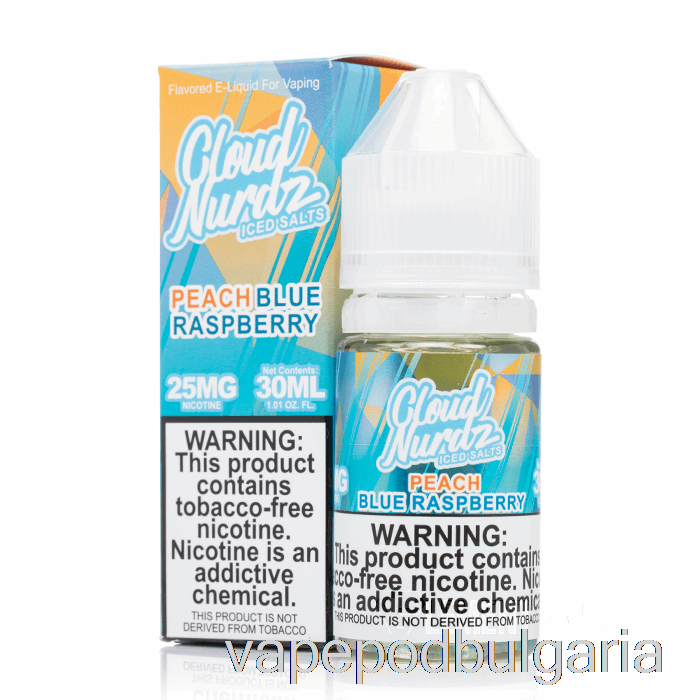 Vape 10000 Дръпки Iced Peach Blue Razz - Cloud Nurdz Salts - 30ml 25mg